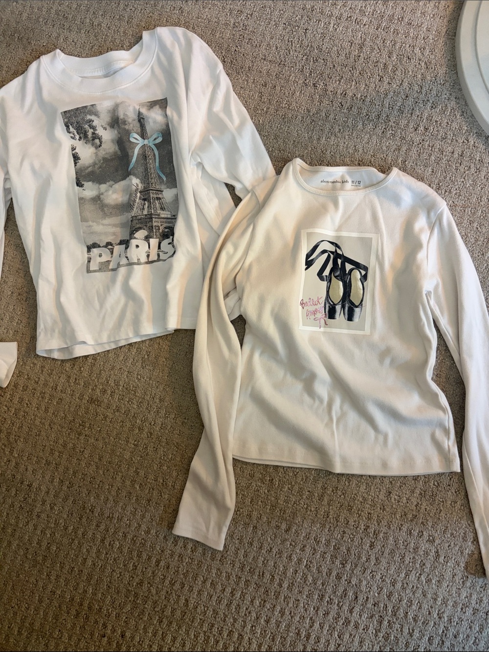 Two Abercrombie and fitchLong-Sleeve Graphic Tops – Paris & Ballet Designs 11/12